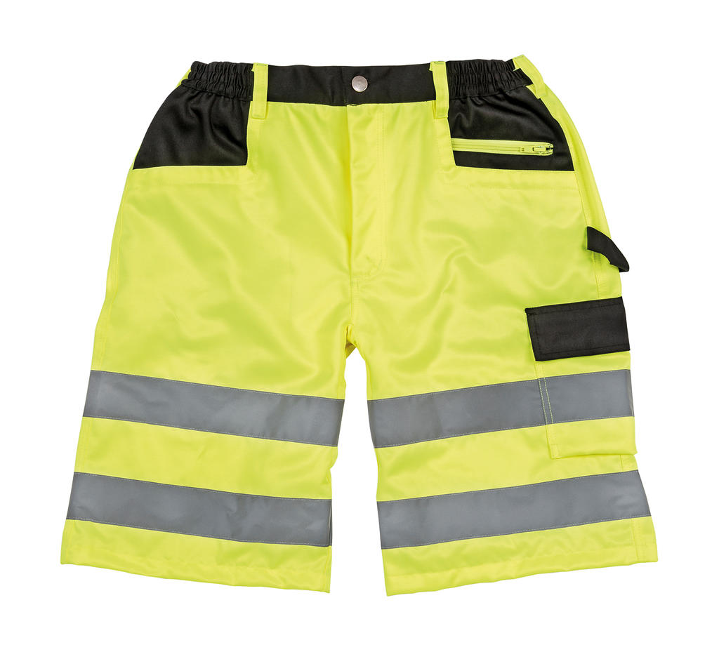 Bezpečnostné krátke nohavice Cargo - fluorescent yellow