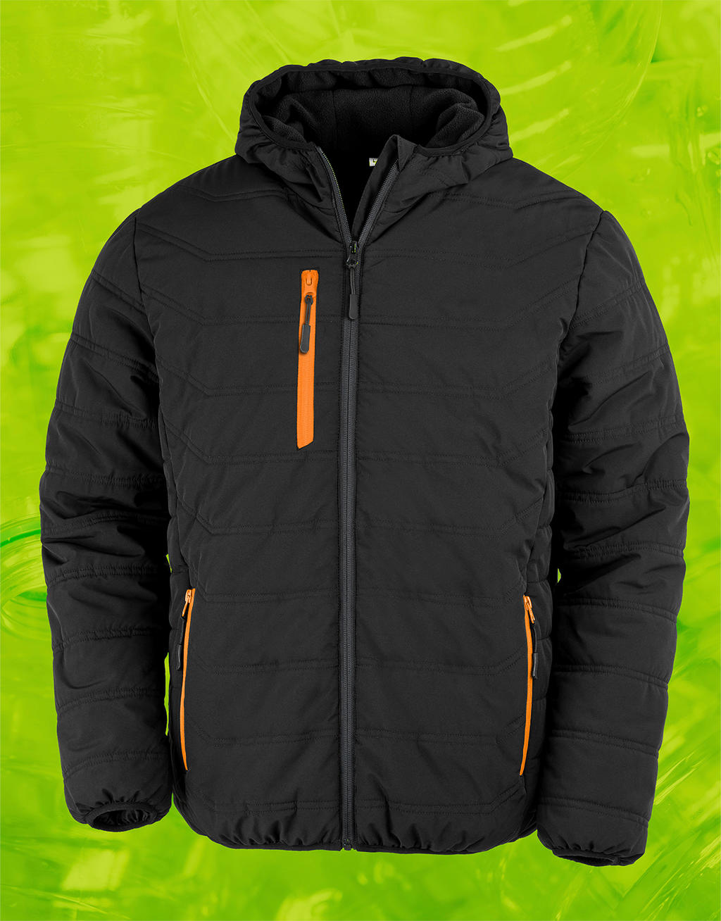 Bunda Black Compass Padded Winter Jacket - black/orange