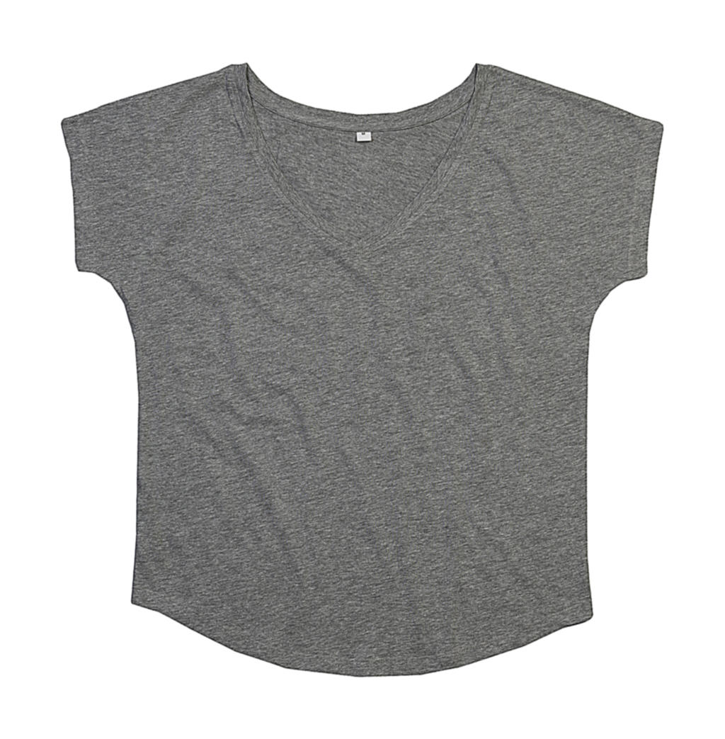 Dámske voľné tričko s V-výstrihom - heather grey melange