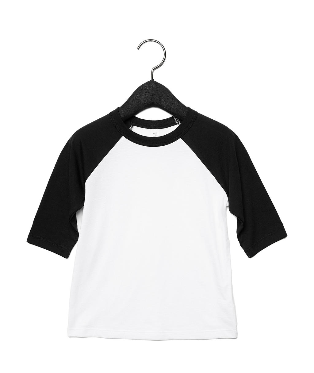 Detské baseballové tričko s ¾ rukávmi - white/black