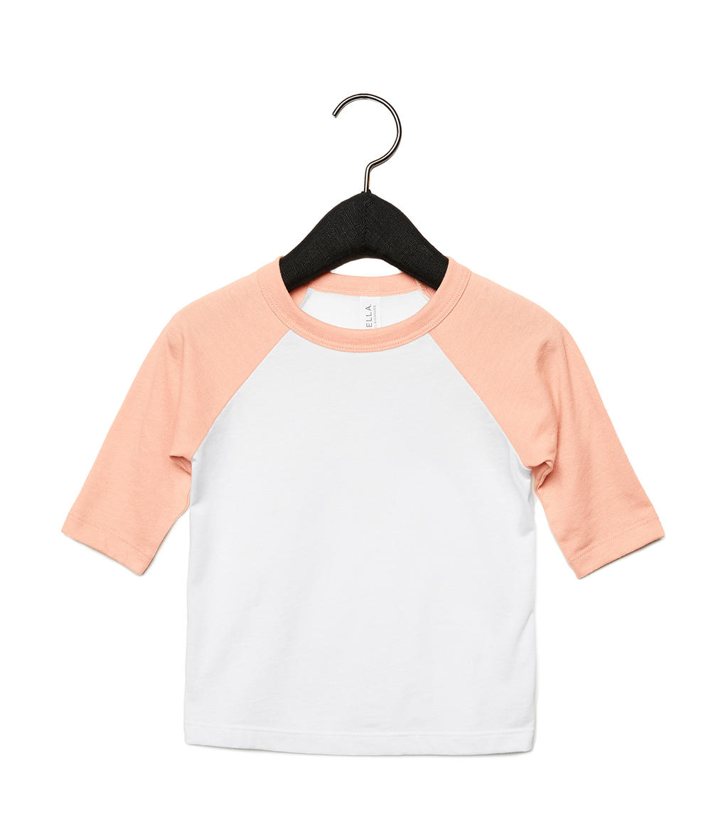 Detské baseballové tričko s ¾ rukávmi - white/heather peach