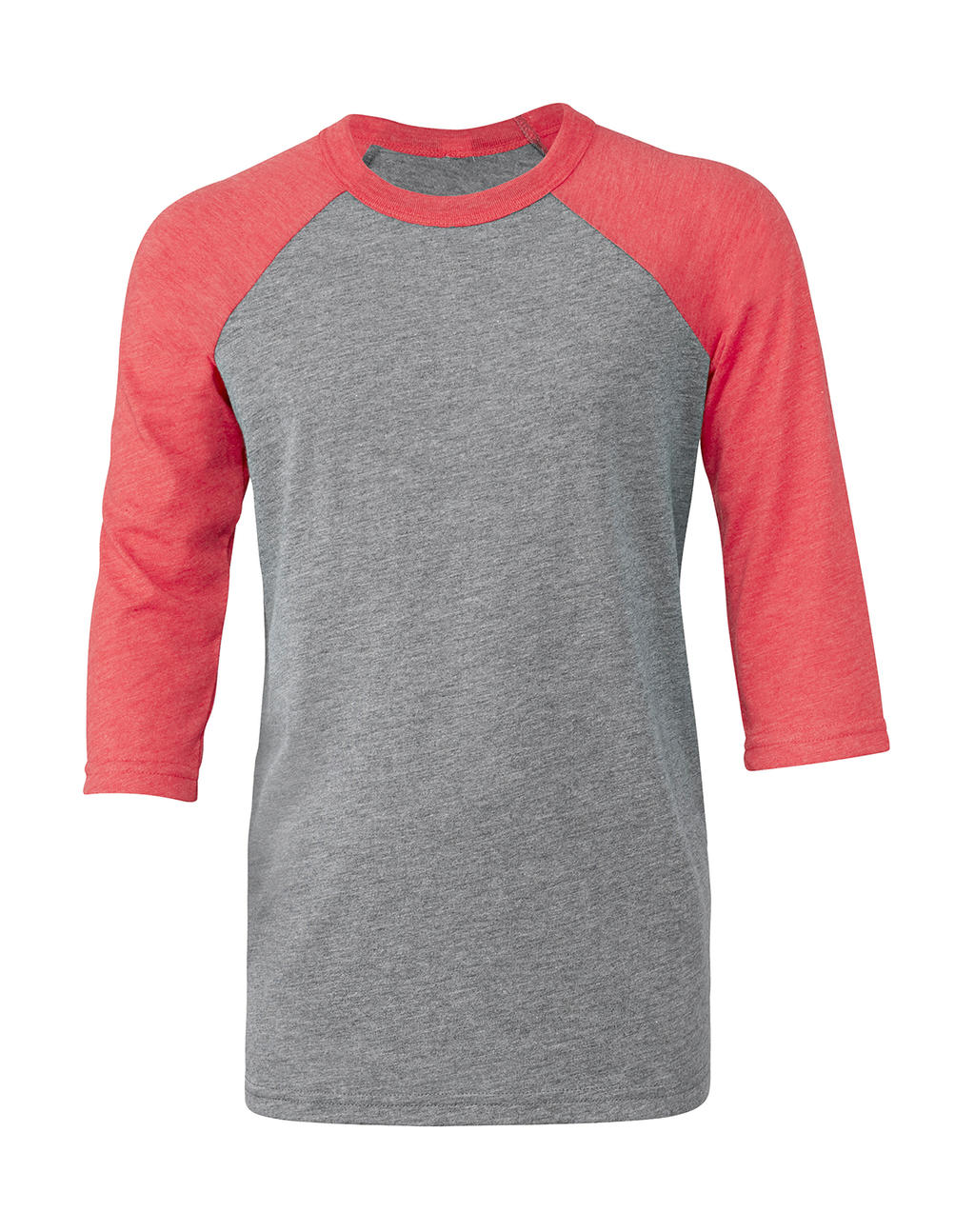 Detské tričko s baseballovými 3/4 rukávmi - grey/red triblend