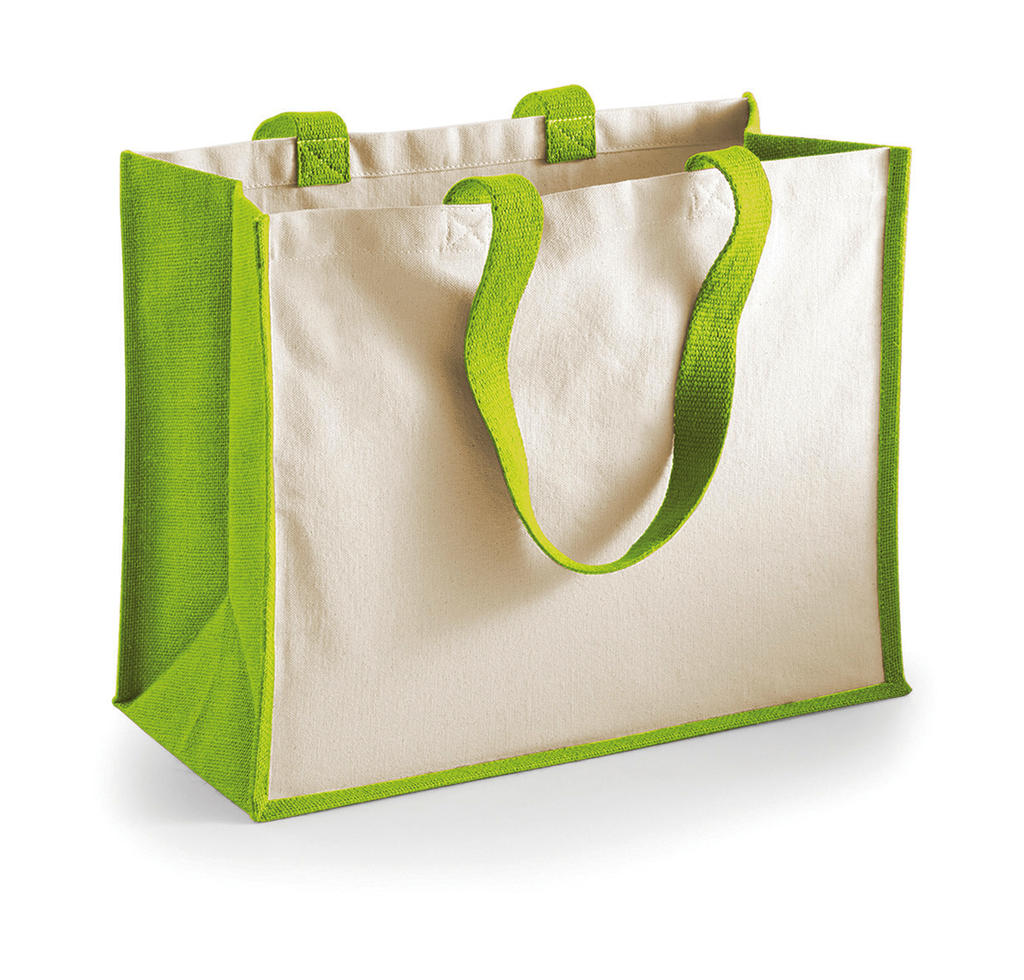 Klasická nákupná taška z tlačiarenskej Juty - apple green