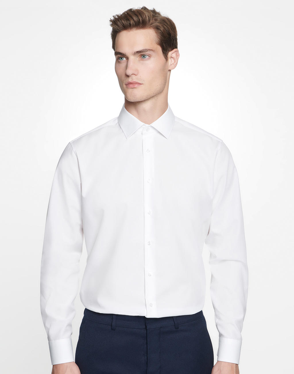 Košeľa s dlhými rukávmi Slim Fit 1/1 Business Kent - white