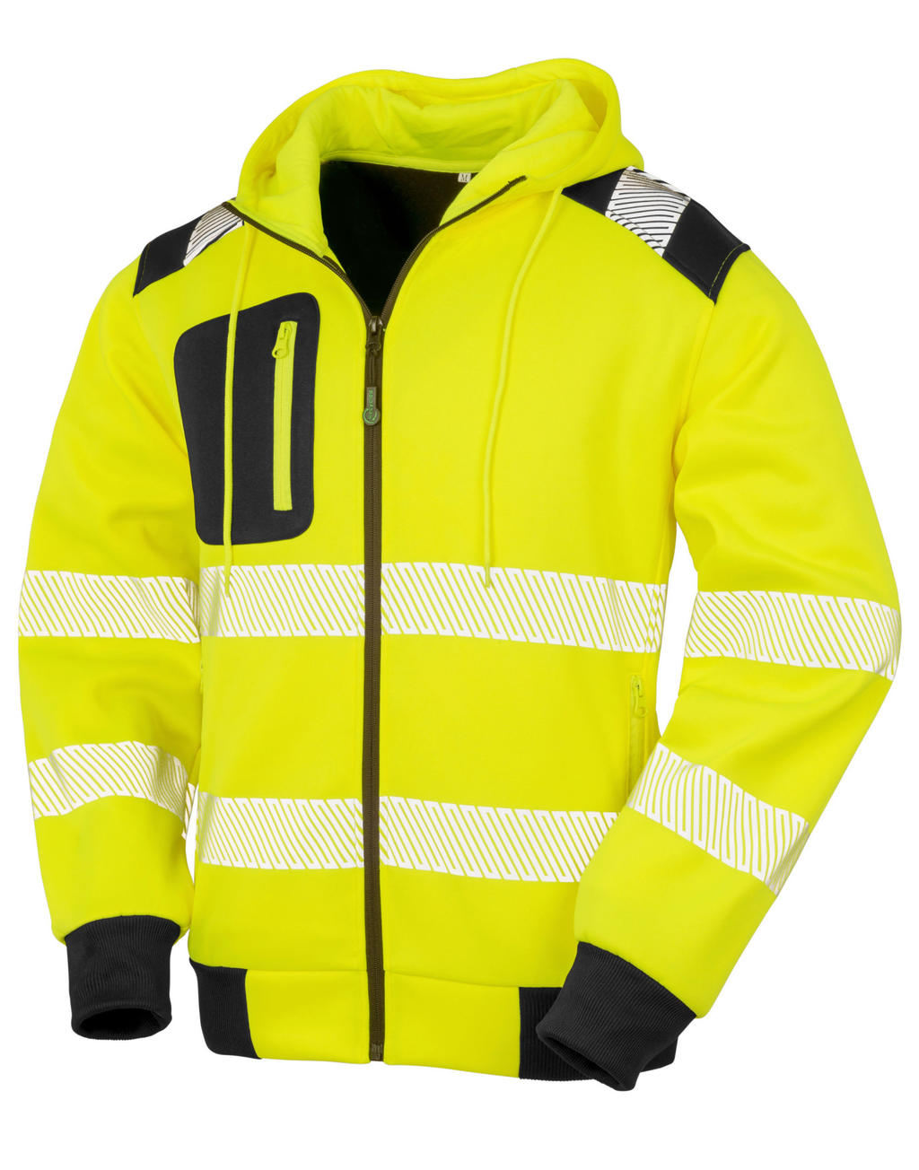 Mikina s kapucňou Recycled Robust Zipped Safety - fluorescent yellow