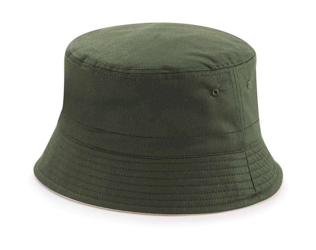 Obojstranný klobúk Bucket - olive green/stone