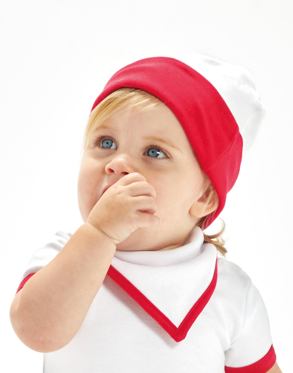 Obojstrasnná čiapka pre bábätká - white/red