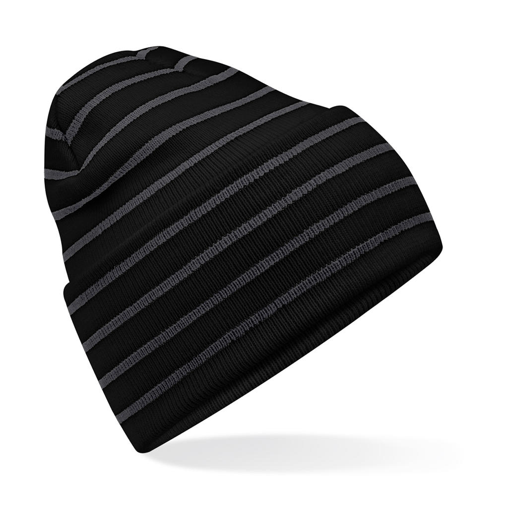 Originálna pruhovaná čiapka so širokou manžetou - black/graphite grey