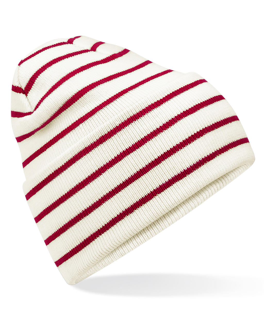 Originálna pruhovaná čiapka so širokou manžetou - soft white/french navy