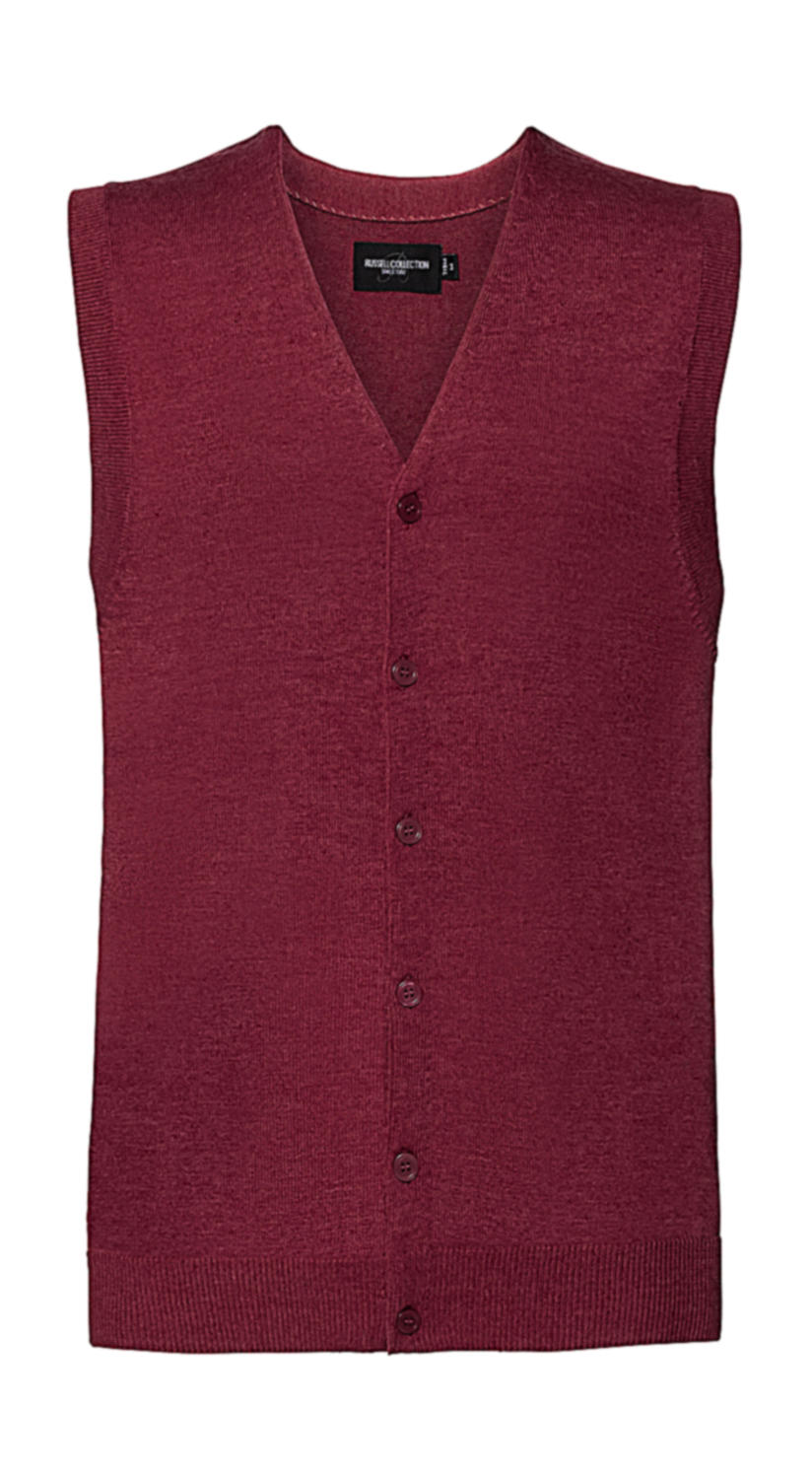 Pánska pletená vesta s V-výstrihom - cranberry marl