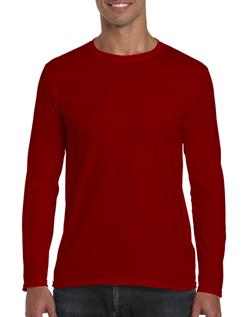 Pánske Softstyle tričko s dlhými rukávmi - red