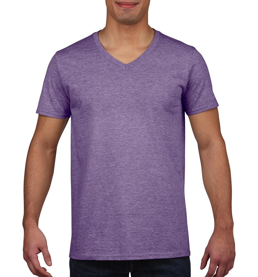 Pánske Softstyle tričko s výstrihom do V - heather purple