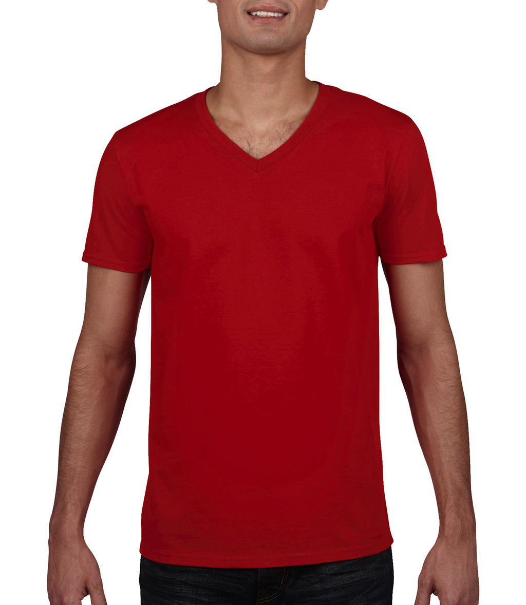Pánske Softstyle tričko s výstrihom do V - red