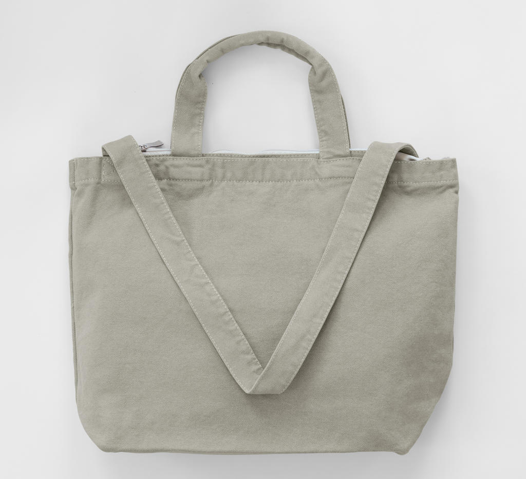 Plátená nákupná taška so zapínaním na zips - neutral grey