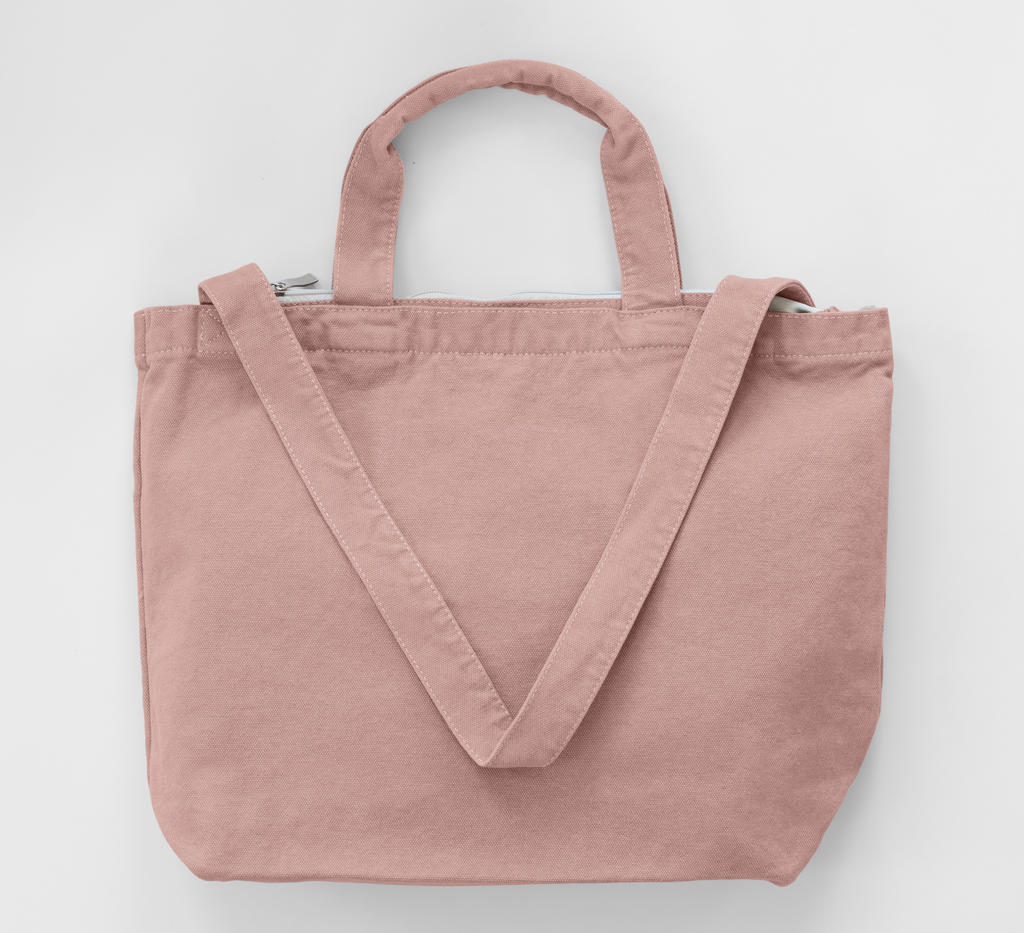 Plátená nákupná taška so zapínaním na zips - primrose pink