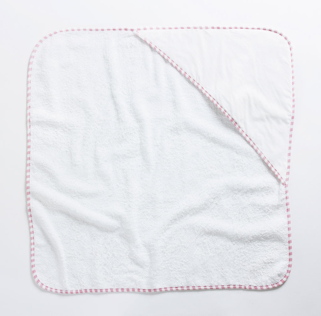 "Po" uterák s kapucnňou pre bábätká - white/baby pink