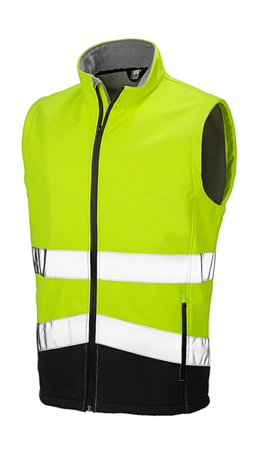 Potlačiteľná bezpečnostná softshellová vesta - fluorescent yellow/black
