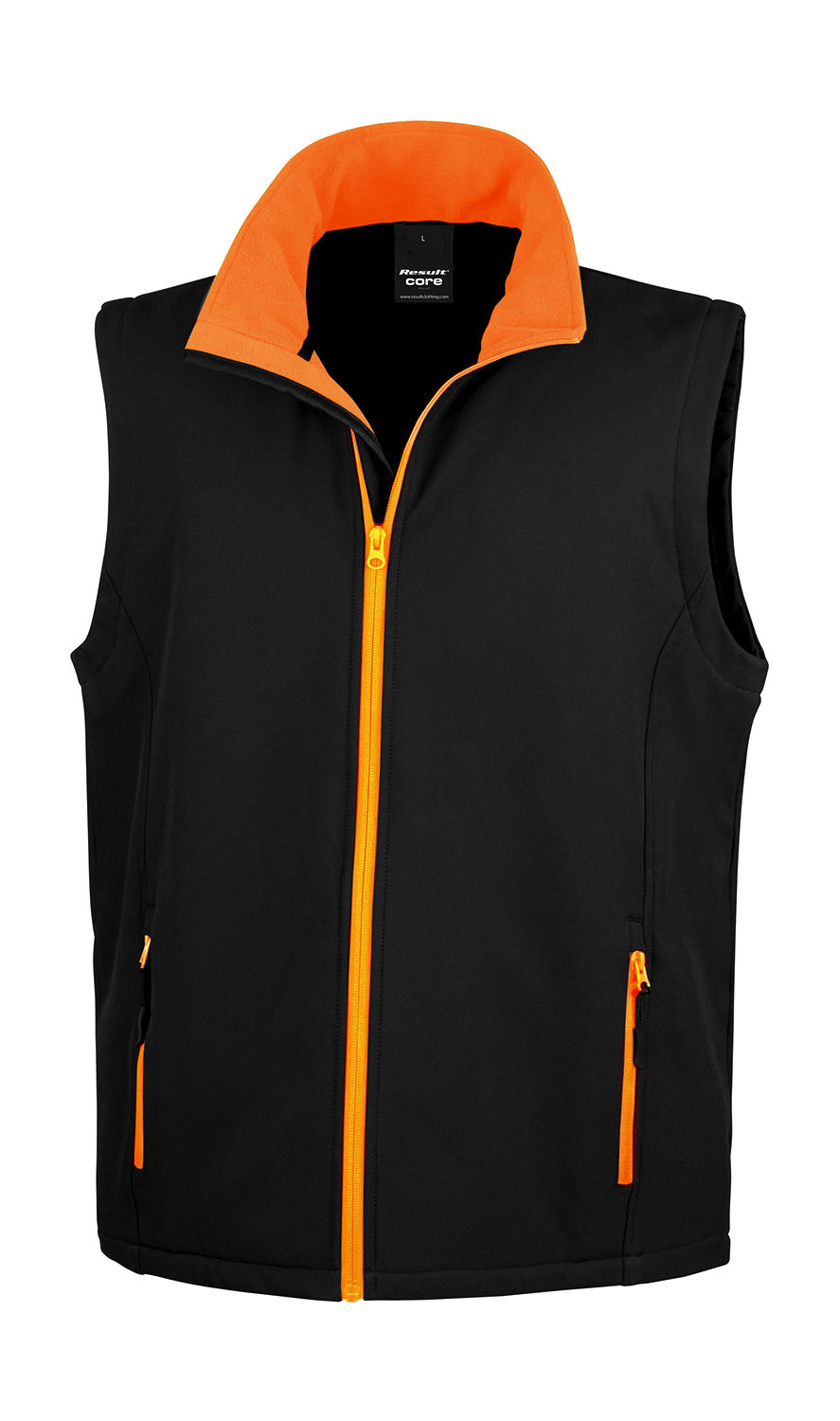 Potlačiteľná Softshellová vesta - black/orange