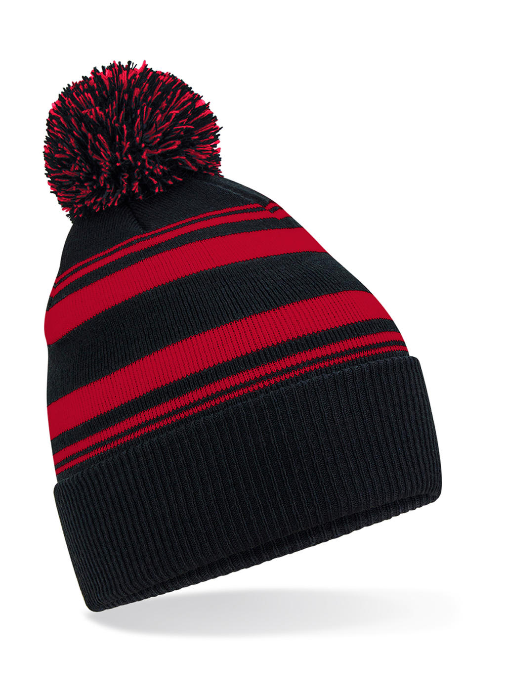 Pruhovaná fanúšková čiapka - black/classic red
