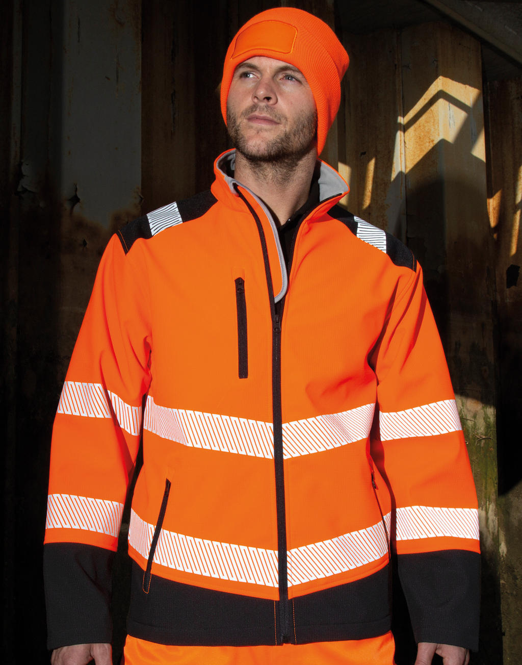 Reflexná bunda Ripstop Safety Softshell - fluorescent orange/black