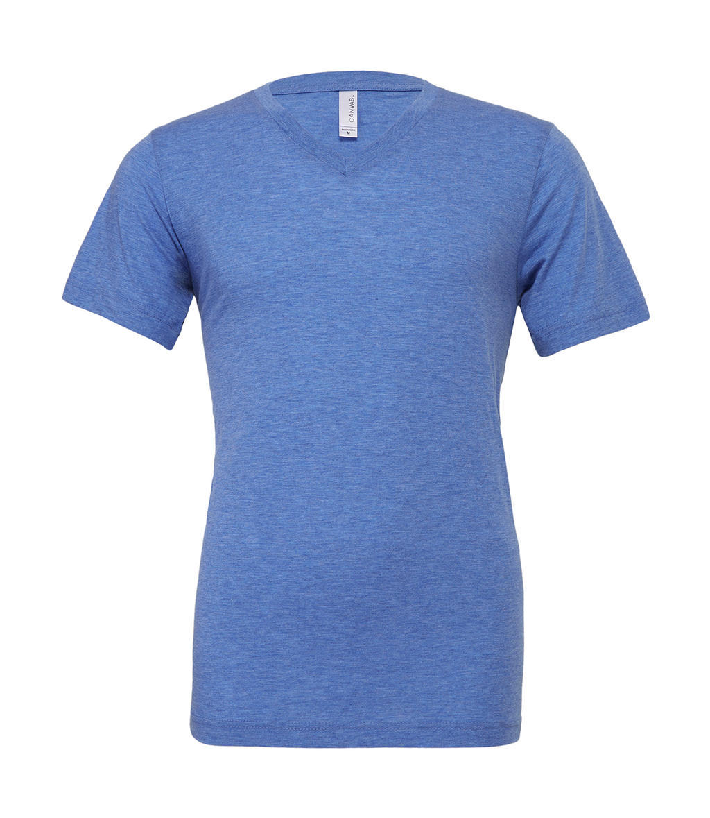 Unisex tričko Triblend V-neck - blue triblend